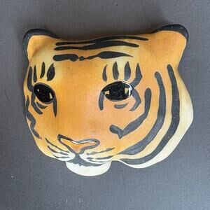 Carol Halmy Tiger Brooch Handmade Porcelain Tiger Brooch Pin 2"